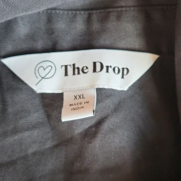 The Drop, Fall, Spring Black V-Neck Poplin, Prarie Shortsleeve Midi Dress Sz XXL - Picture 11 of 11